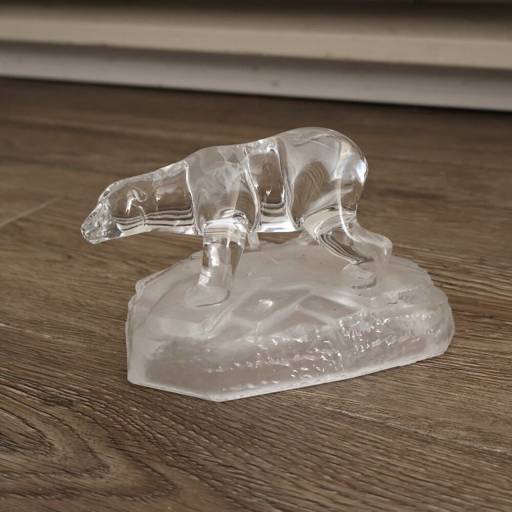 Vintage Cristal D'Arques Genuine Lead Crystal Polar Bear Frosted Glass Decor